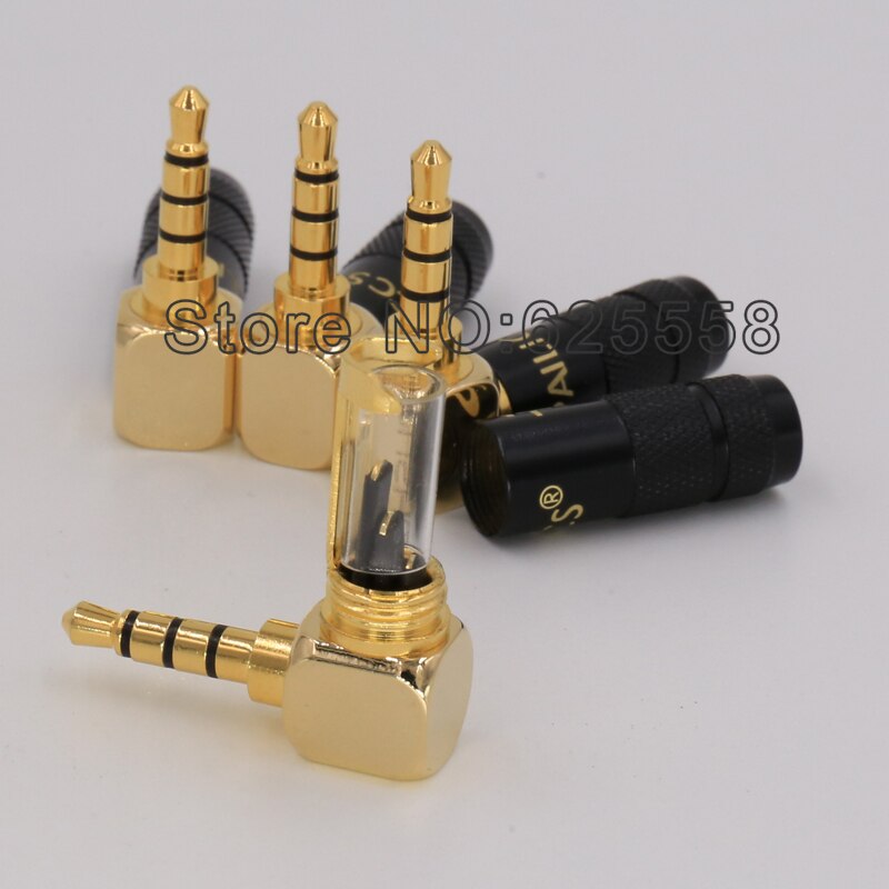 Pailiccs-conector macho de Audio con forma de L, adaptador para cable de auriculares HIFI, soldadura de 4 polos, 3,5mm, negro, 90 grados, 2 uds.