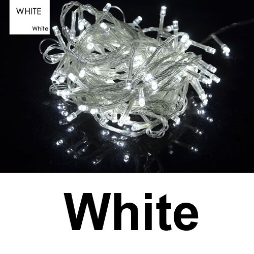 Flexible 220V 110V Waterproof LED Light String Garland for Party Wedding Christmas Decor 10M 100 LEDs Chain Fairy String Lights: white / 220V EU Plug