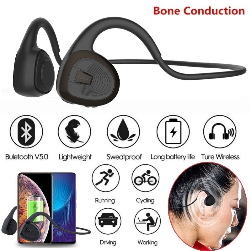 R11 Hoofdtelefoon Bluetooth 5.0 Beengeleiding Headsets Draadloze Sport Oordopjes Mic Handsfree Ondersteuning