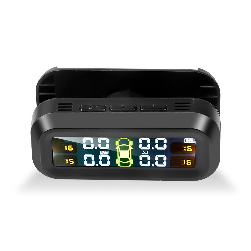 Solar Power TPMS Car Tire Pressure Monitoring System 4 Sensors Temperature Warning Windshield Attaching Auto Driving Safety Kit