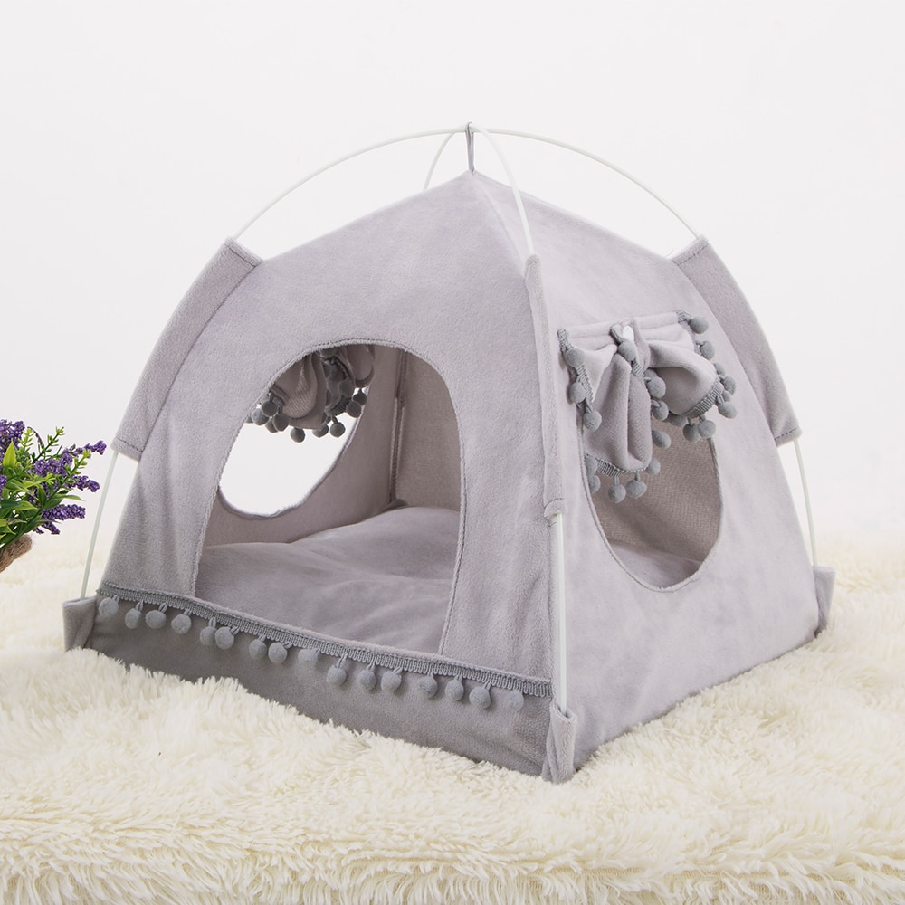NUEVA CASA plegable de La Tienda del perro del animal doméstico respirable de la impresión de la casa del Gato con la red al aire libre interior del gato de la malla casa pequeña del perro