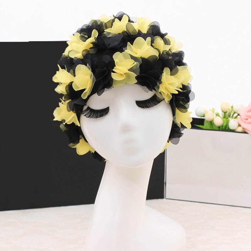 Swim Pool Swimming Cap Hat Free size for Women Petals Bathing Cap