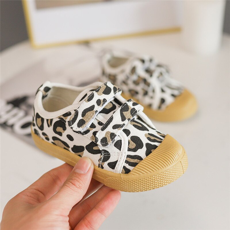 Peuters Kids Casual Schoenen Jongens Meisjes Zachte Mode Canvas Schoenen Voor Kinderen 1-7 Jr Maat 21-30 effen Witte Kleur Leopard Prints