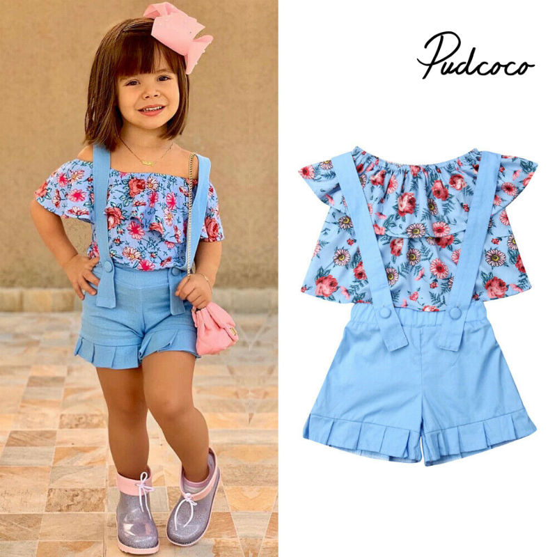 Pudcoco Kinder Kleidung Anzüge Für Mädchen Kleidung Kinder Kleinkind Enfant Fille Infantis Outfits Blume Bluse Sommer 2 stücke