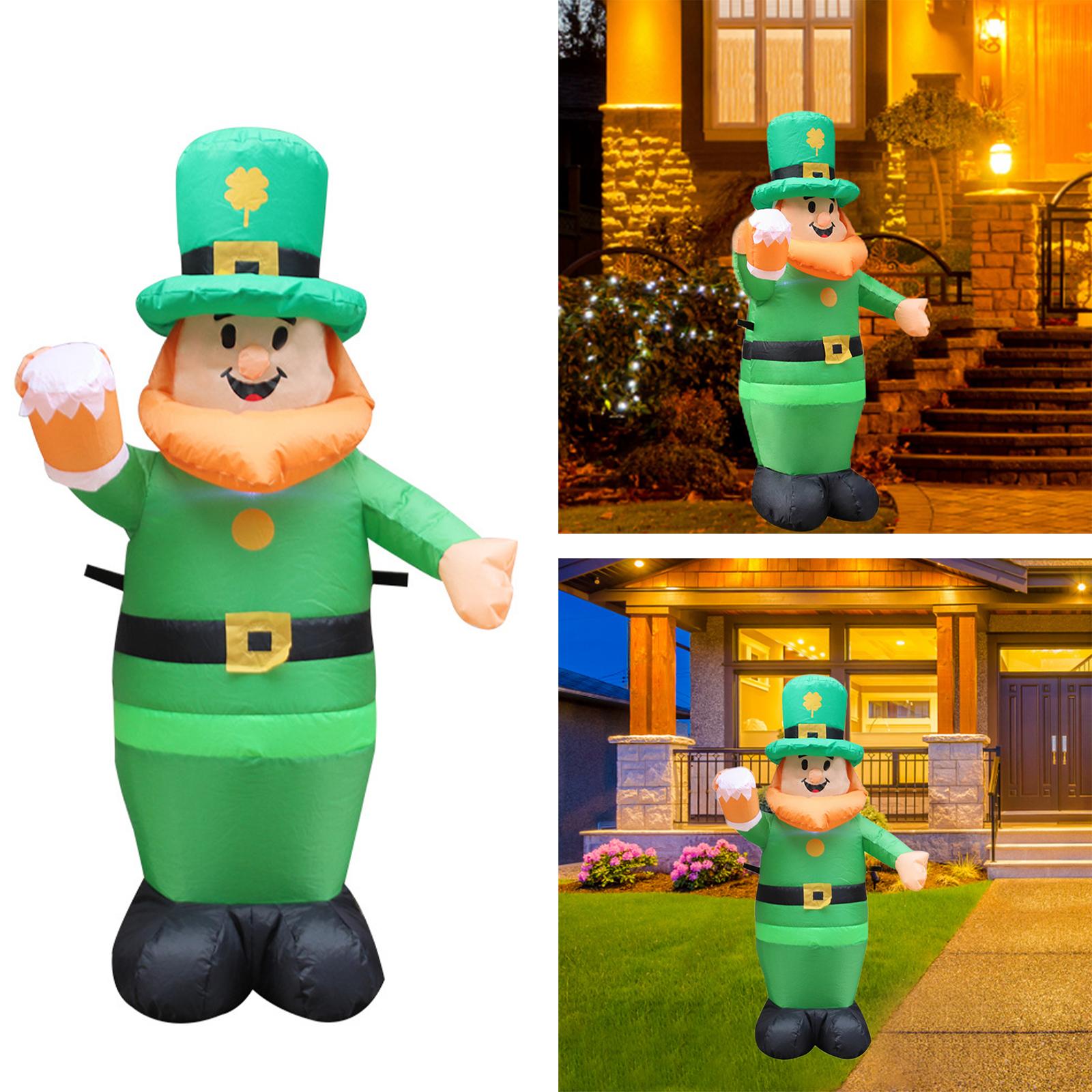 Inflatable Decor with LED Lights Decoration ST Patricks Day Inflatable Decor for Courtyard Irish Oktoberfest EU Adaptor