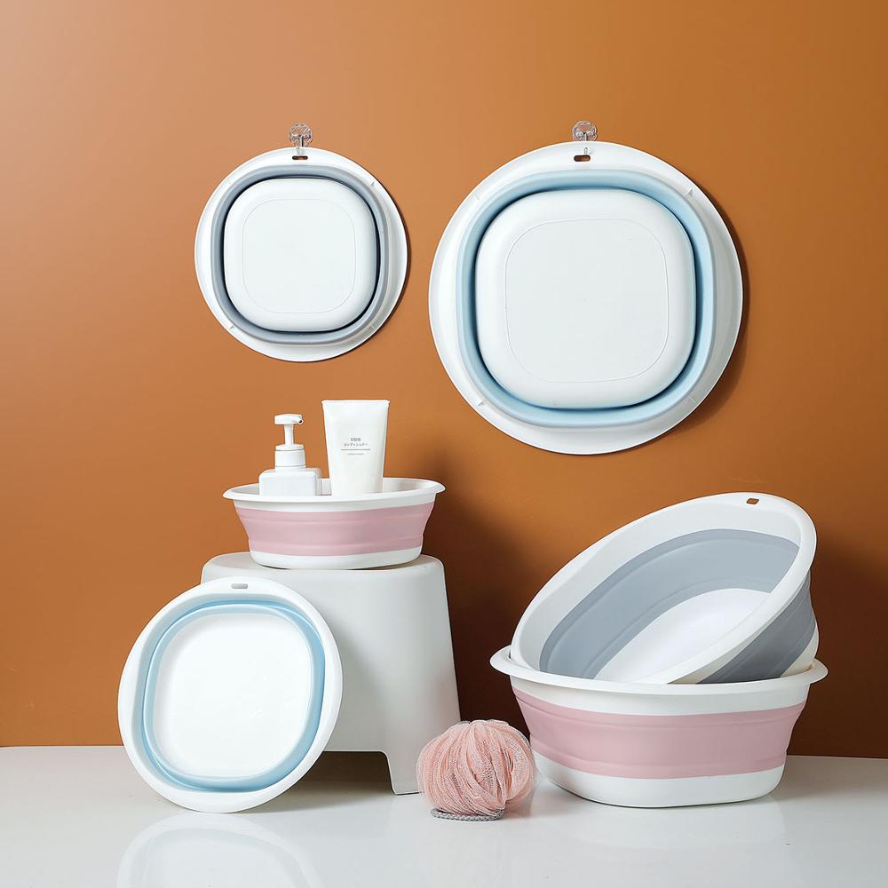 1pc Bathroom Foldable Wash Basin Portable Sink Foot Bucket Washbasin Plastic Folding Foot Basin Save Space Eco-Friendly