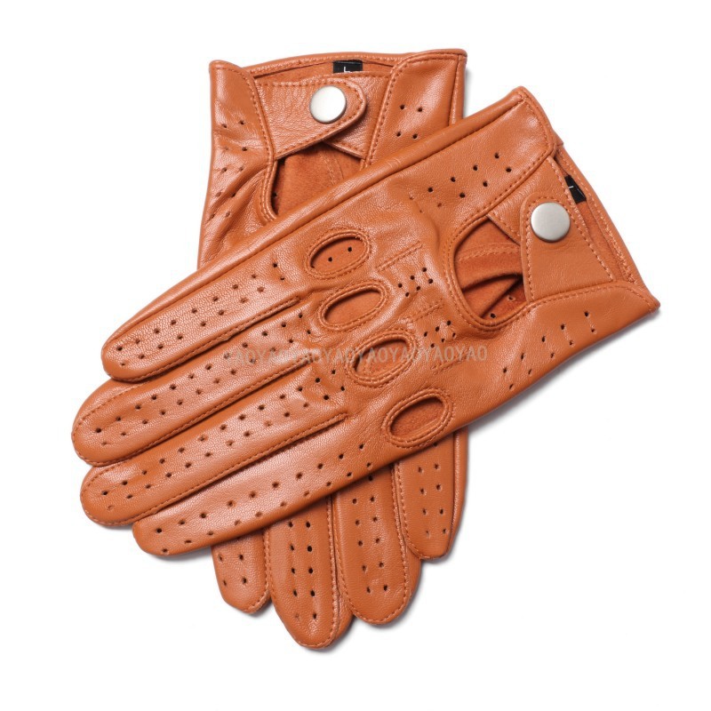 Gants de moto en cuir véritable pour hommes, en peau de mouton, à la , noirs, respirants, pour la conduite, mitaines pour hommes: GRIS / L