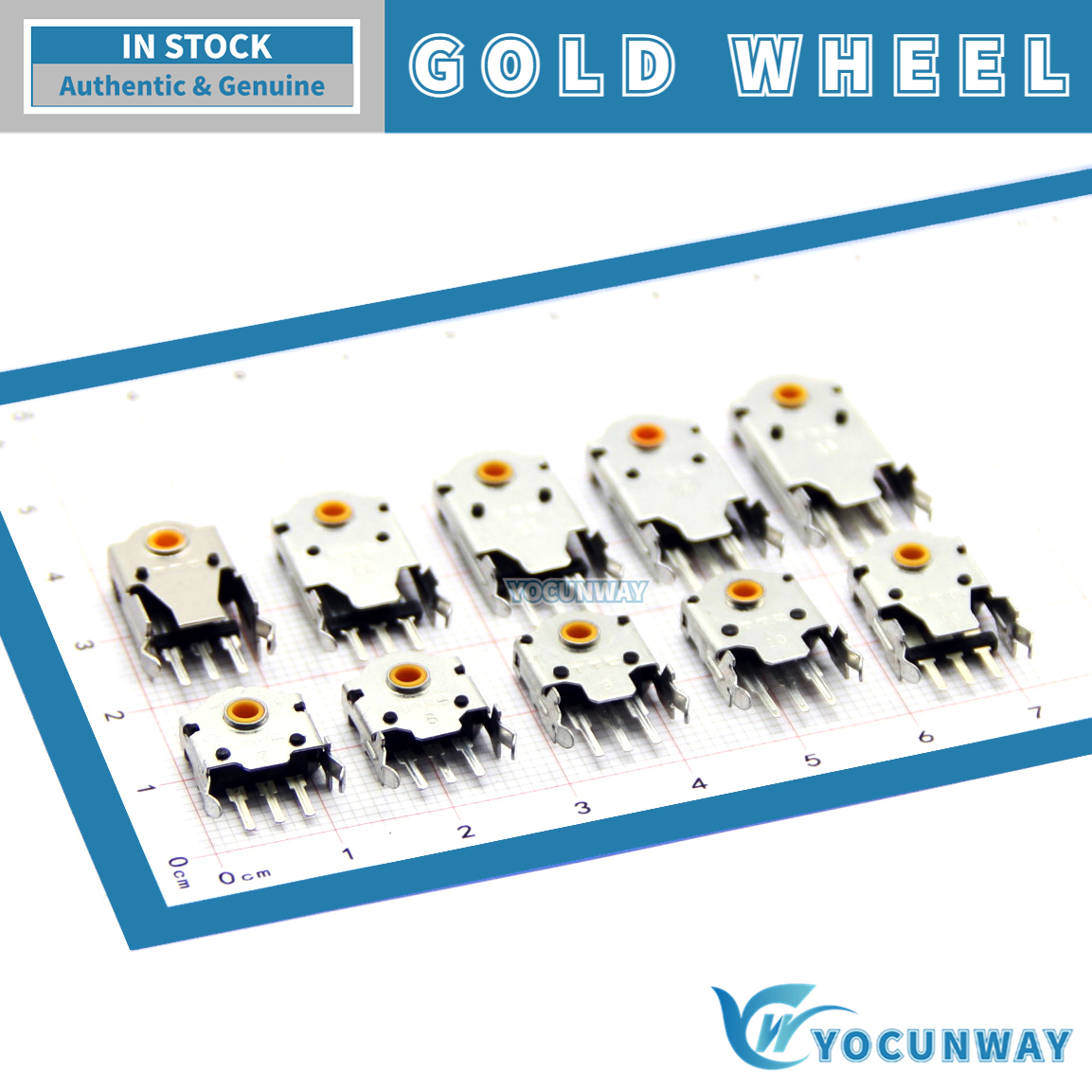 TTC 7-8-9-10-11-12-13-14-15-16mm Rotary Mouse Scroll Gold Wheel Encoder With 1.74mm Hole Mark,20-40g Force For PC Mouse
