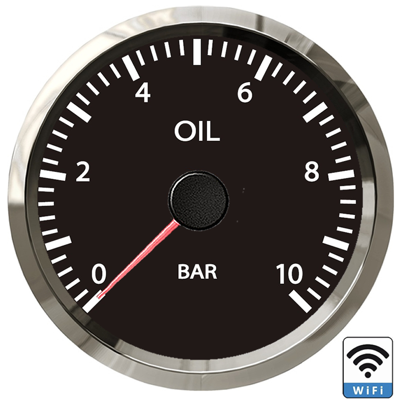 Manomètre d&#39;huile WiFi 52mm, 0-10bar, Support étanche Programmable PC/ordinateur portable/téléphone portable pour 0-190ohm 240-33ohm 12/24V