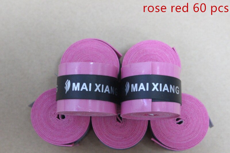 dry frosting sweat band grip ( 60 pcs in one set ) badminton racket sweat band . tennis racket overgrips: rose red