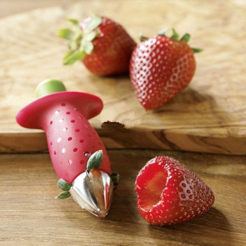 1pc jordbærskaller metal tomatstilke metal + plastik frugtblad kniv stilkfjerner gadget jordbærskaller køkkenværktøj 5z