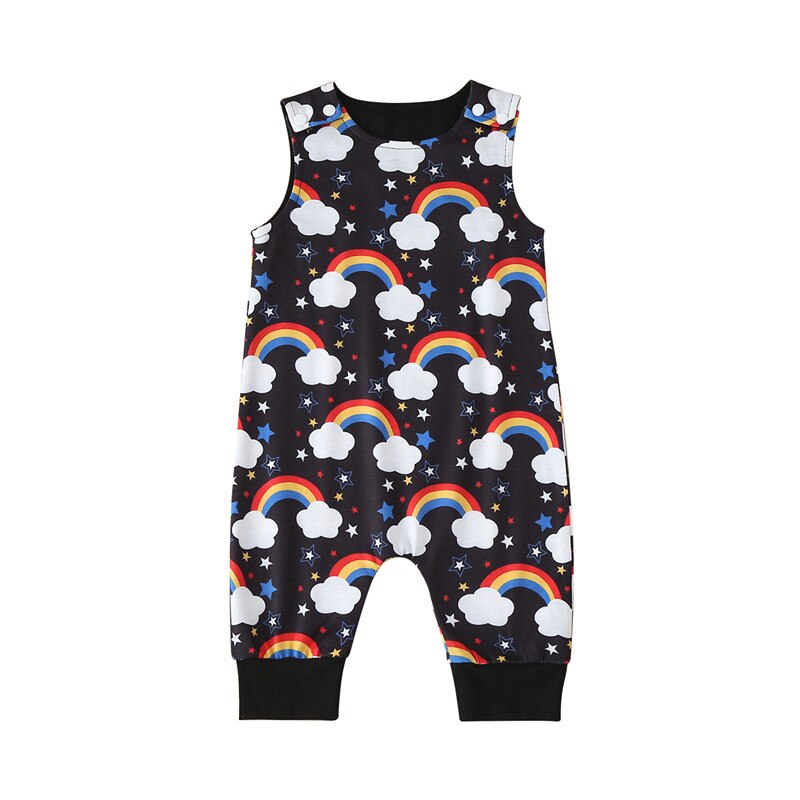Emmababy Baby Boy Girl Cotton Rainbow Printed Rompers Summer Playsuit Clothes