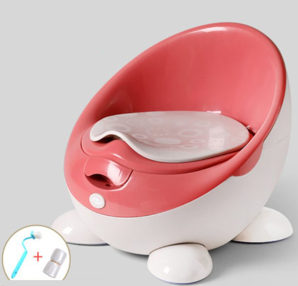 Soft Baby Potty Toilet Training Seat Portable Plastic Infant Potty Trainer Kids Indoor WC Baby Potty For Free Potty Brush: Pink