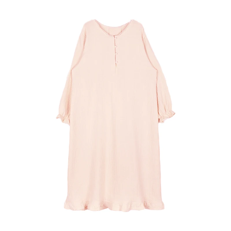 100% algodão mulher vestido bonito cereja impressão manga longa botão até coreano maxi vestidos confortáveis homewear vestido de mujer: Azul