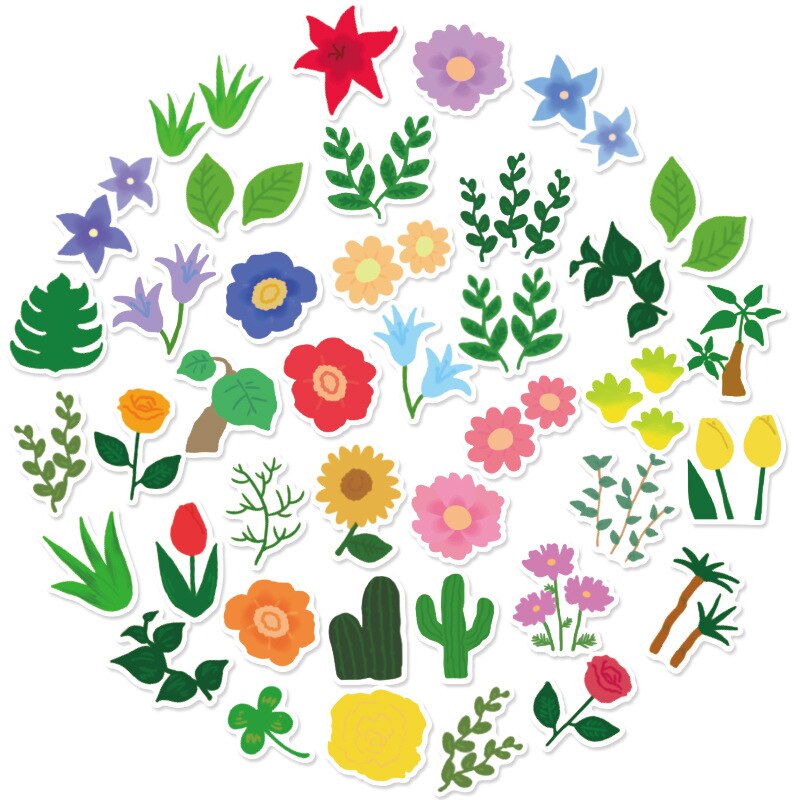 Autocollants pour téléphones portables, boîte de voyage, voiture, fruits, légumes, animaux, dessin animé mignon, DIY bricolage, paquet d'autocollants créatifs, décoration de la maison: Flowers-40pcs