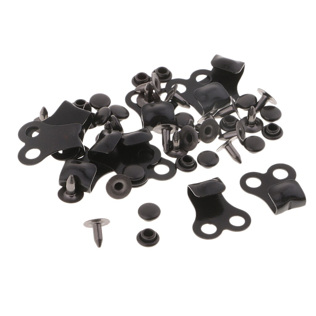 10 Sets Boot Lace Hooks Lace Fittings with Rivets for Outdoor Hiking Camping: Black