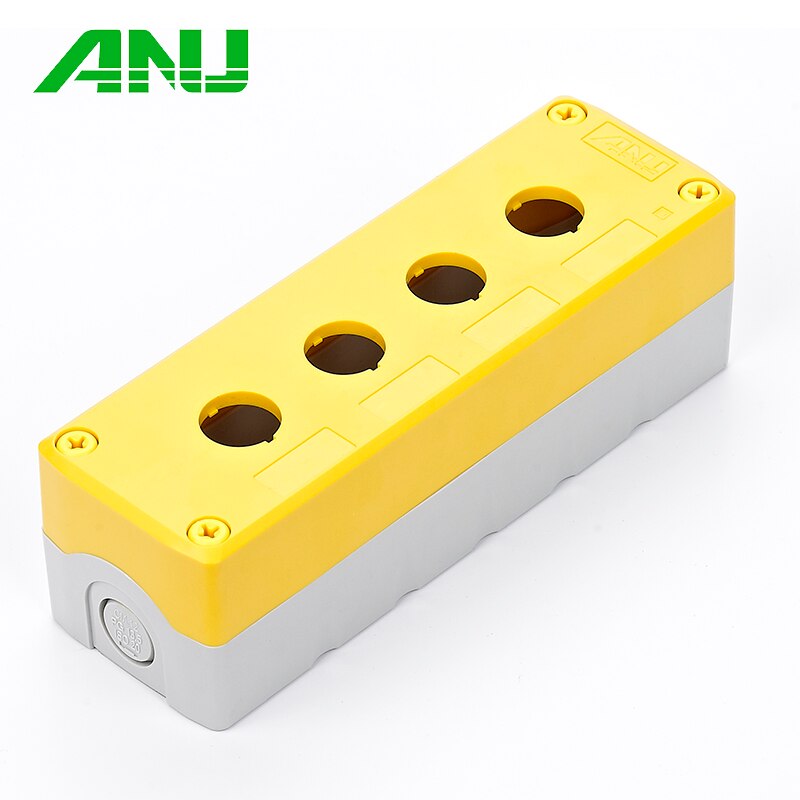 IP66 PC+ABS 4 Hole Control Box Yellow/Gray Waterproof Push Button Switch Box Suit For Emergency Stop Indicator