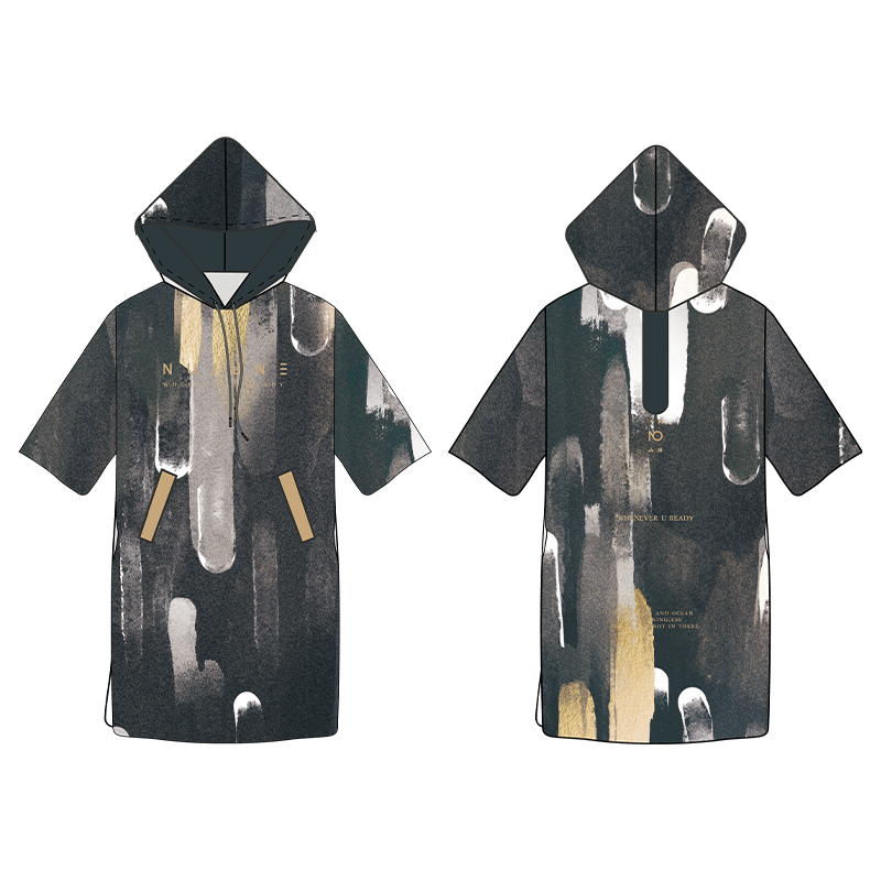 Nu-june surfponcho zwarte patchwork poncho unisex waterdichte sneldrogende hoodies zwemhanddoeken met strandduikkleding: Default Title