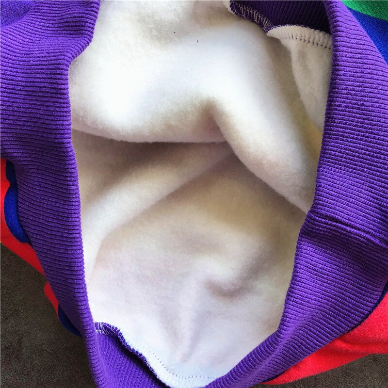 Merke gutteklær barn vinter gutter klær regnbuebar barn gutteklær sett fortykket hettegenser, fortykket jeans