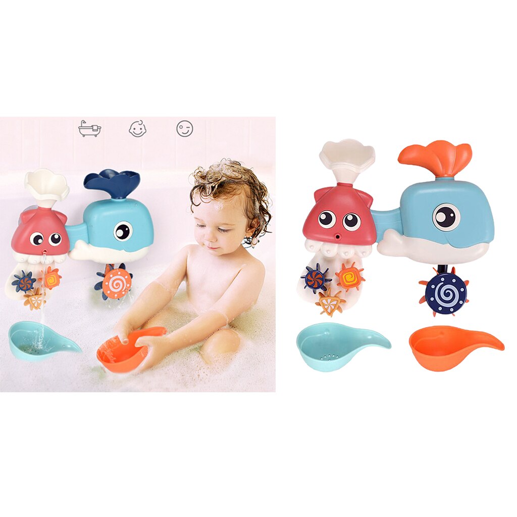 Cartoon Shape Baby Infant Kids Bath Water Play Spinning Bathroom Toys Games Bath Wall Toy with Waterfall Station
