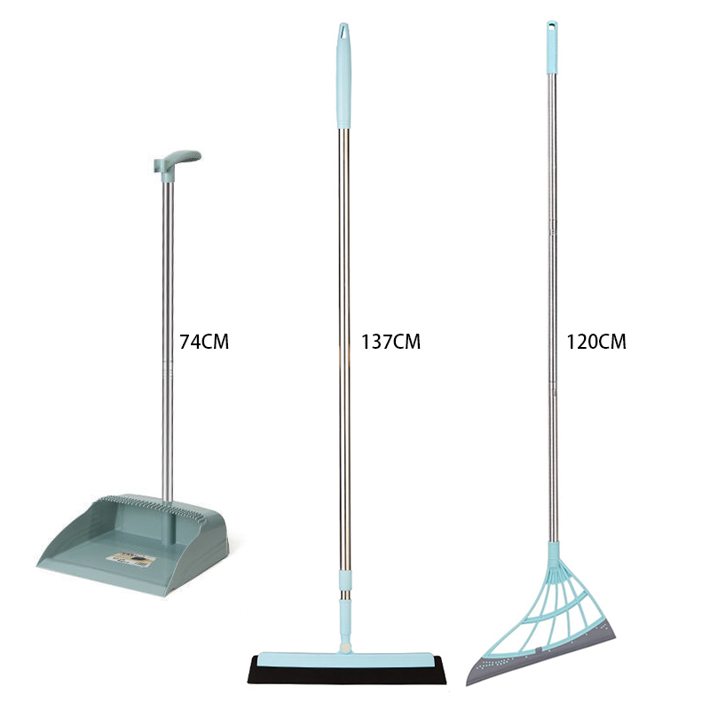 Multifunctional Magic Broom Sweeper Remove Dirt and Hair Rubber Mop Water Sweepe with Squeegee Glass Wiper for Room, Bathroom: 3pcs set