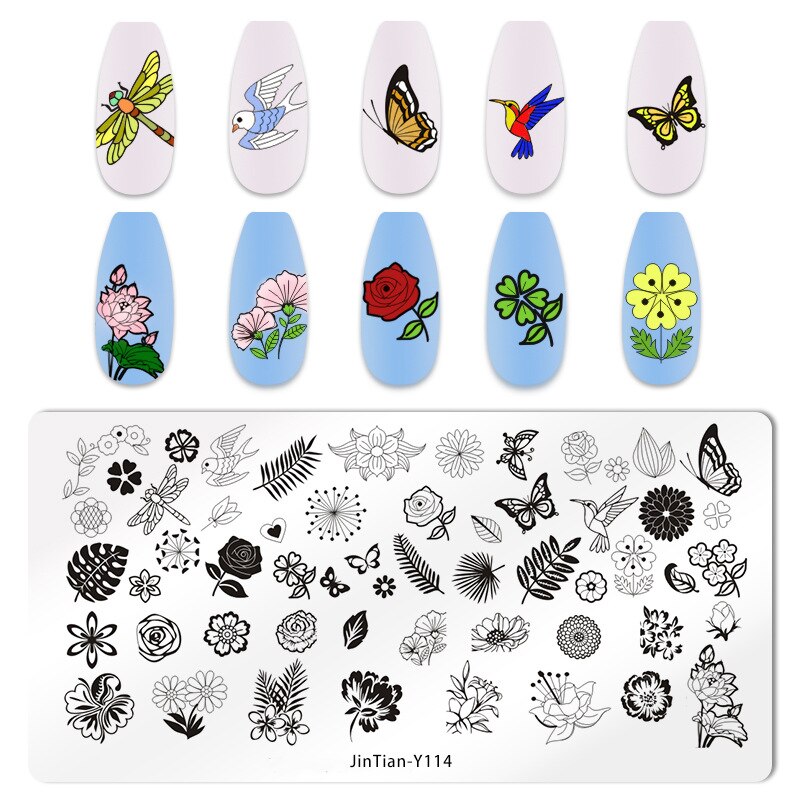 Kant Patroon Nail Art Stempelen Platen Hawaiian Style Eenvoudige Stempelen Platen Bloem Blad Nagels Printing Templates: JinTian-Y114