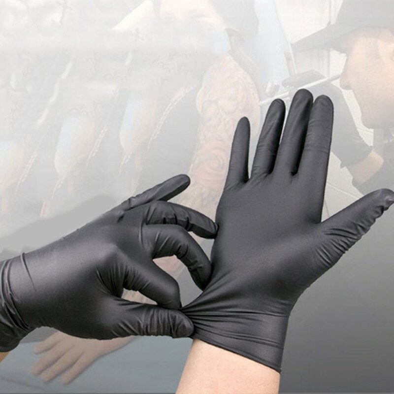 Fast Ship! 100Pcs Nitrile Gloves Black and Blue Disposable Gloves for Household Cleaning / Rubber/ Universal Garden Gloves bj