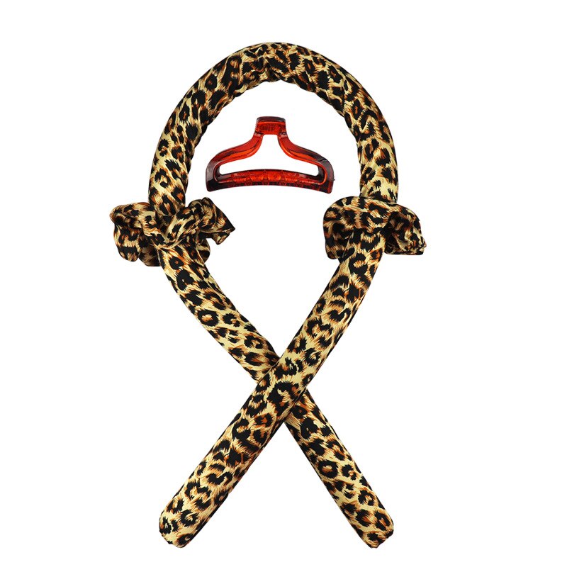 Wysokiej jakości jedwab pianka Curling Rod z klipsem miękka opaska nieopalany loki spania wstążka wałki do włosów narzędzia do stylizacji włosów DIY: Normal Set - Leopard