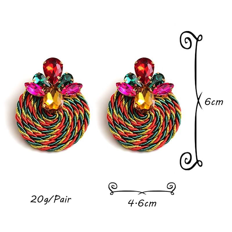 Kleurrijke Kristallen Oorbellen Strass Handgemaakte Ronde Earring Sieraden Accessoires Voor Vrouwen