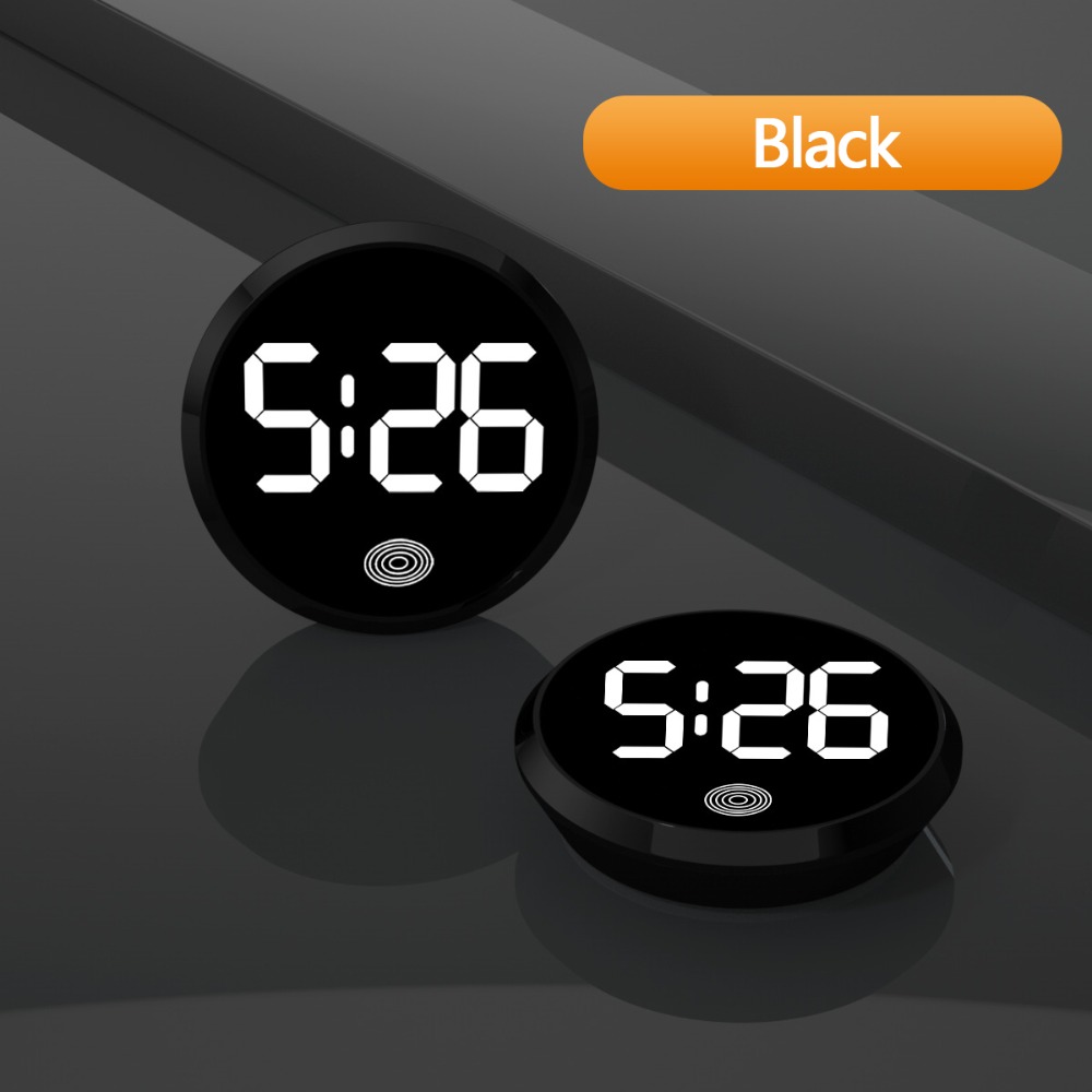 Luminous Clock Touch Type Round LED Electronic Watch Portable Lightweight Digital Clock: Brown