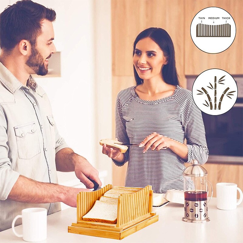 Natuurlijke Opvouwbare Bamboe Hout Brood Slicer Cutter Toast Loaf Cutting Guide Snijden Maker