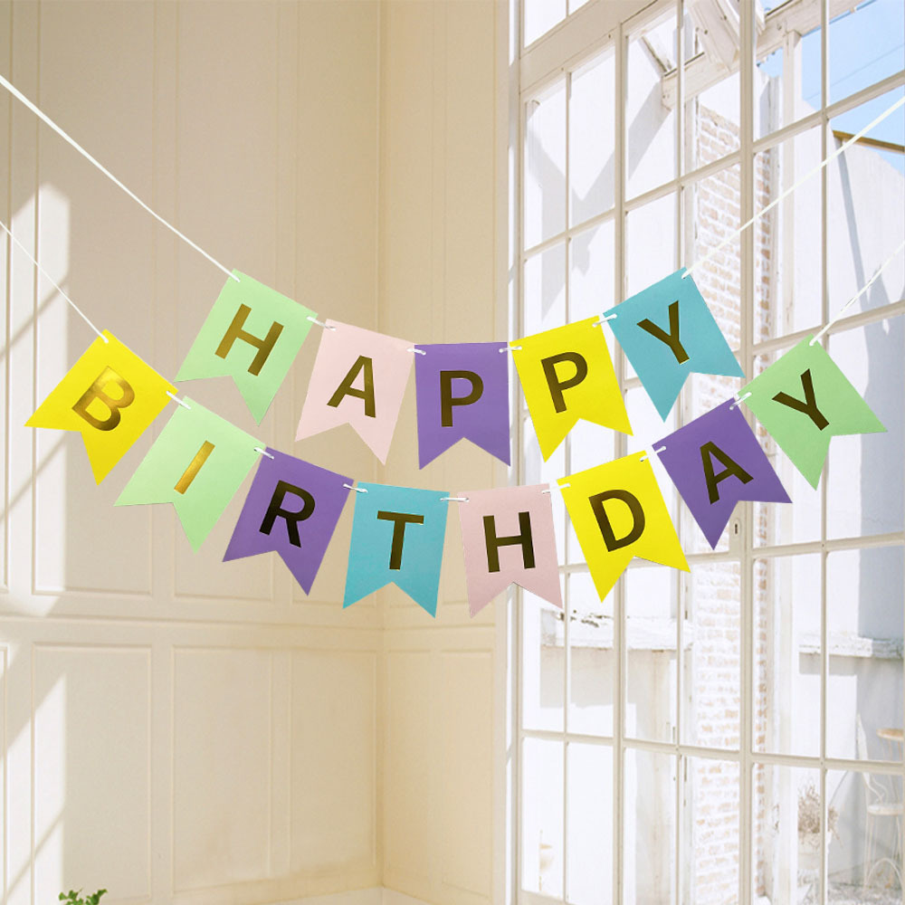 Decoración de feliz cumpleaños, banderines para de cumpleaños, guirnalda, suministros para Baby Shower, decoración de pancarta de papel, feliz cumpleaños: Castaño