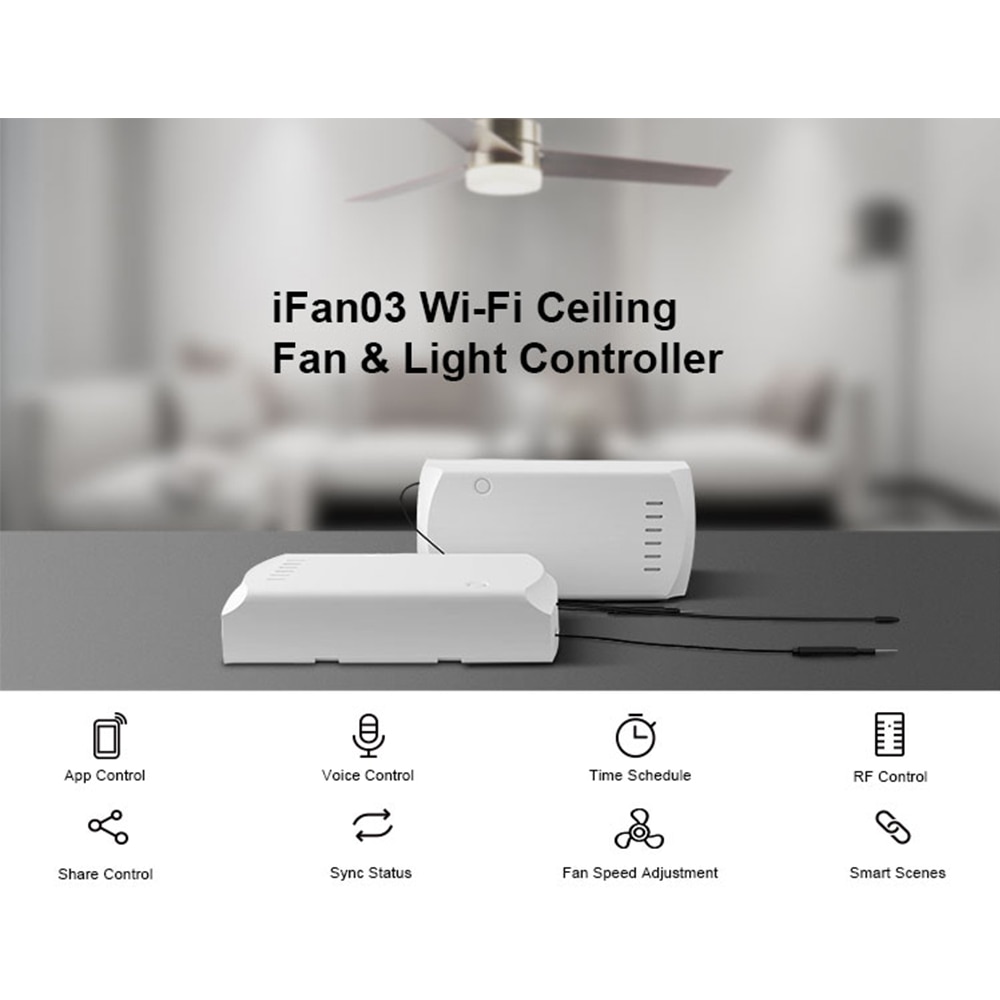 Sonoff ifan 03 takfläktkontroll smart switch controller wifi smart takfläkt light controller rf / app fjärrkontroll