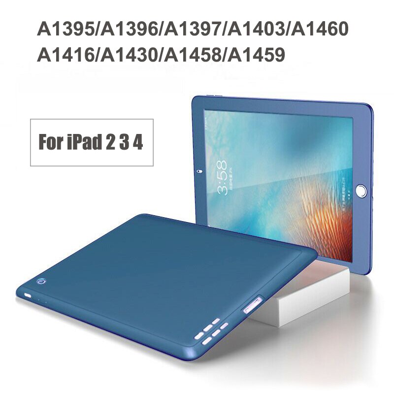 Étui de protection complet de luxe 360 pour ipad 2 3 4 cover  a1458 a1459 a1460 a1395 a1396 a1416 en verre trempé avec fond antichoc: Bleu marine