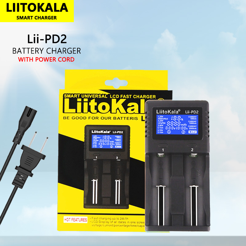 LiitoKala Lii-S12 Lii-S8 Lii-PD4 Lii-PD2 Lii-500S 3.7V 18650 18350 Battery Charger Auto-Polarity Detect 26650 21700 1.2V AA AAA: black