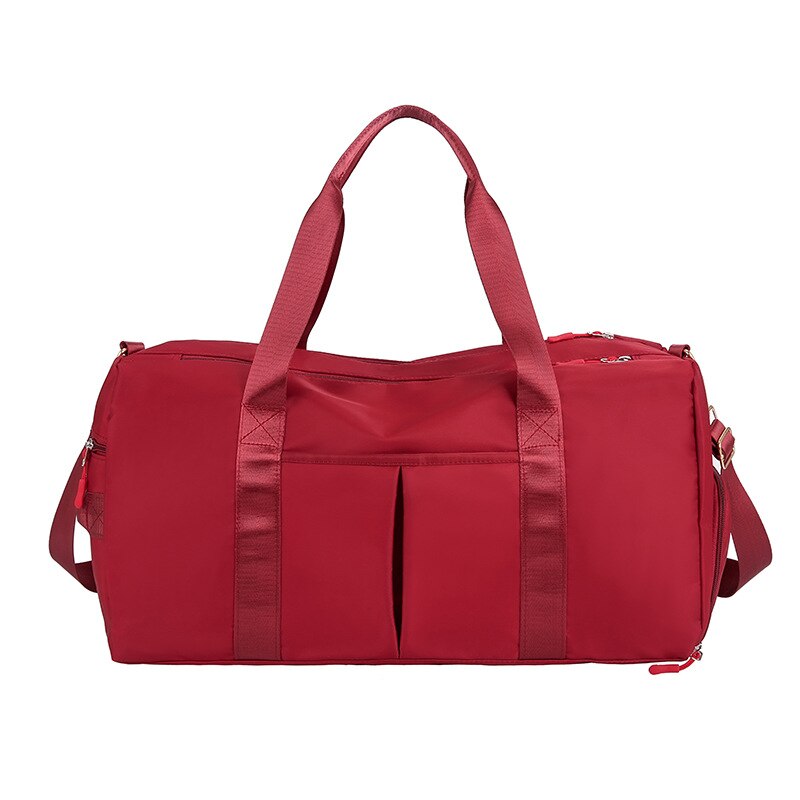 Nylon dames heren reis sport gym schoudertas grote waterdichte nylon handtassen zwart 4 kleuren outdoor sporttassen: Rood