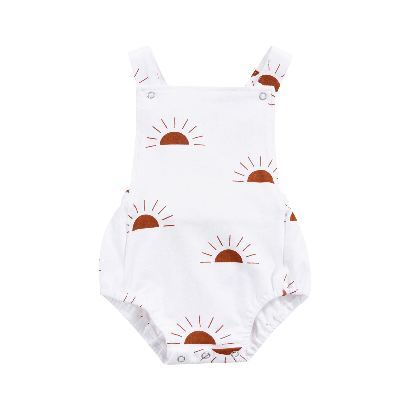 Monos para bebés y niños pequeños, sin mangas, Espalda descubierta, mono de triángulo con estampado de sol/diamante: Blanco / 18 meses