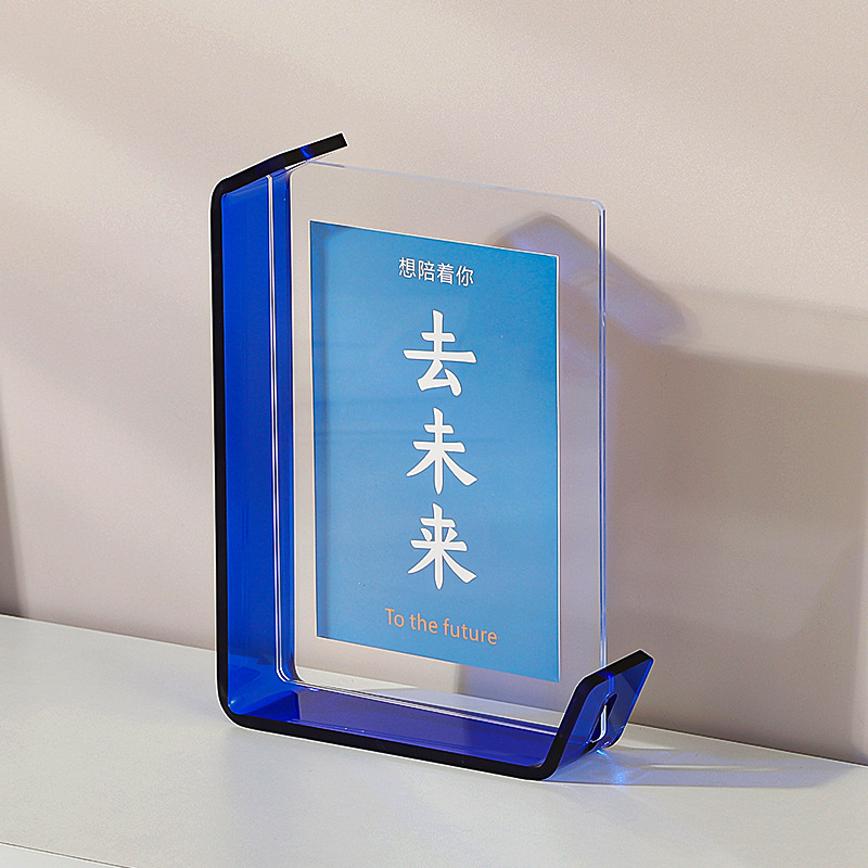 Acrylic L-Shaped Photo Frame, Desktop Display Ornaments, 6 Inch, 7 Inch Photo Frame, Home Decoration,: 6 inch / Blue