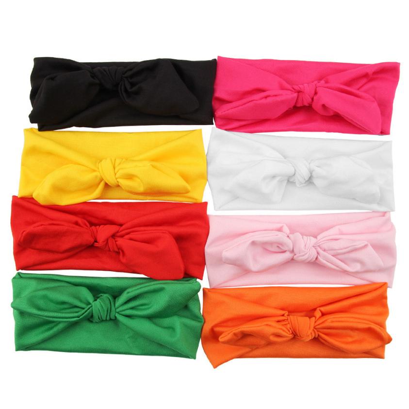 Dulce bebé de las niñas arco diademas para niños y niñas lazo de conejo tocado de orejas turbante nudo envolturas cabeza de pelo de conejo, de las bandas 8 unids/pack: Default Title