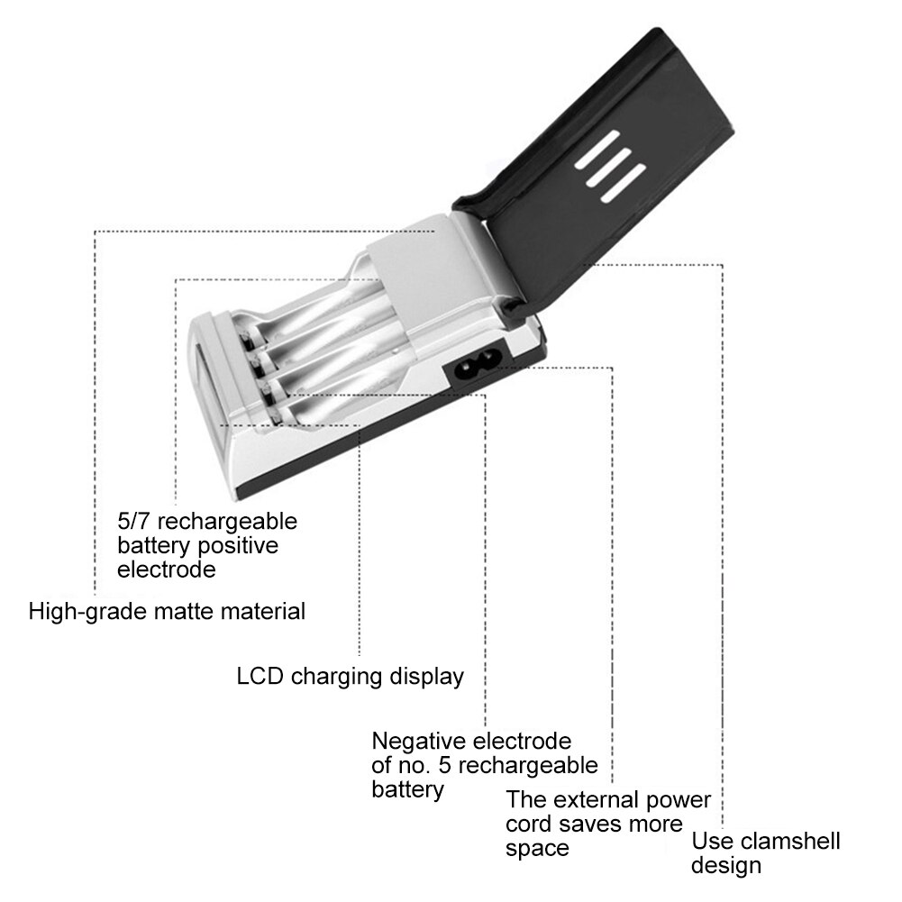 4 Slots Eu/Us/Uk Plug Lcd Display Aa Aaa Lithiumes Ni-Mh Batterij Snellader