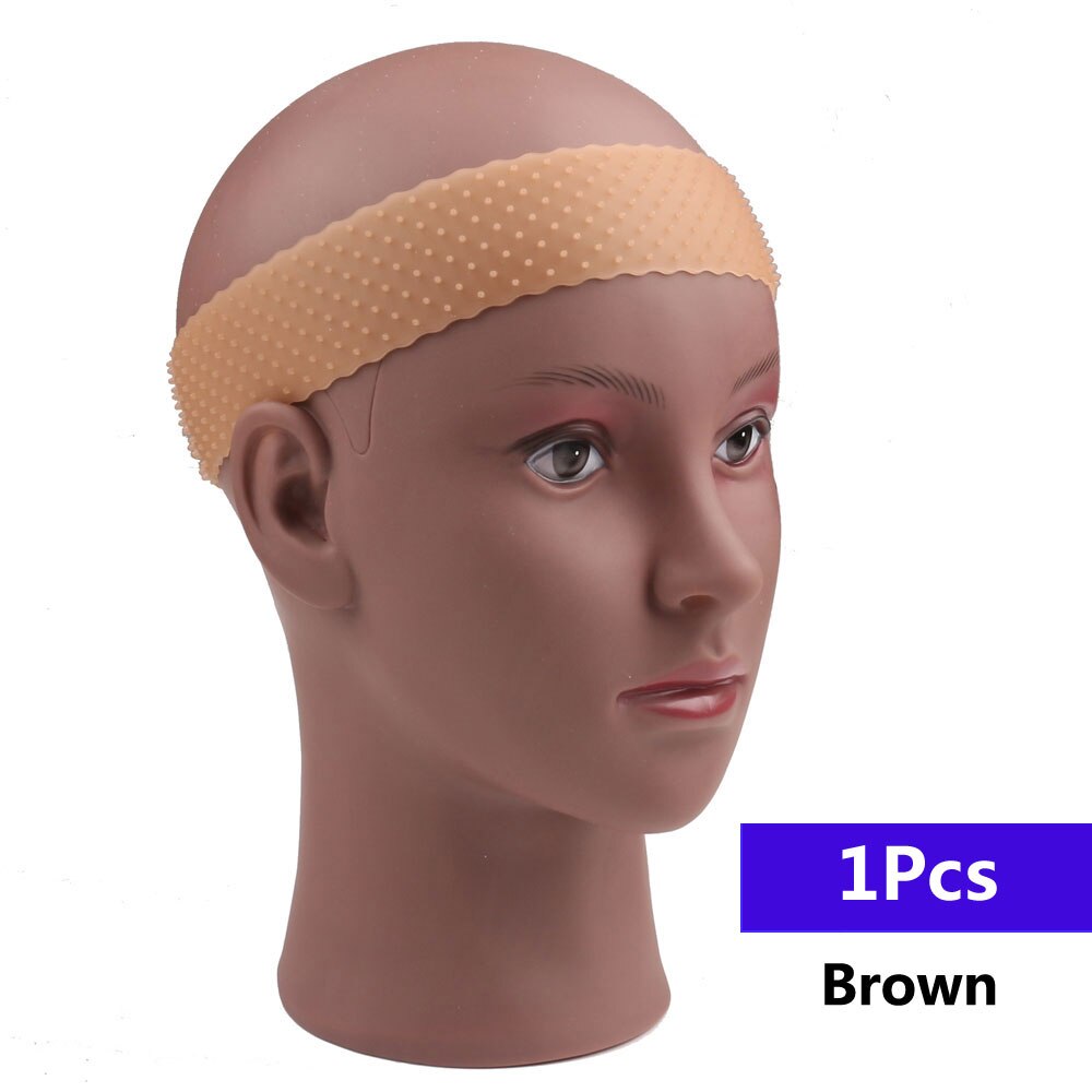 Transparent Silikon Stirnband Non Slip Elastische Weiche Perücke Grip Band Einstellbar Frauen Haar Band für Fix Perücken Silikon Band: 1pc Brown