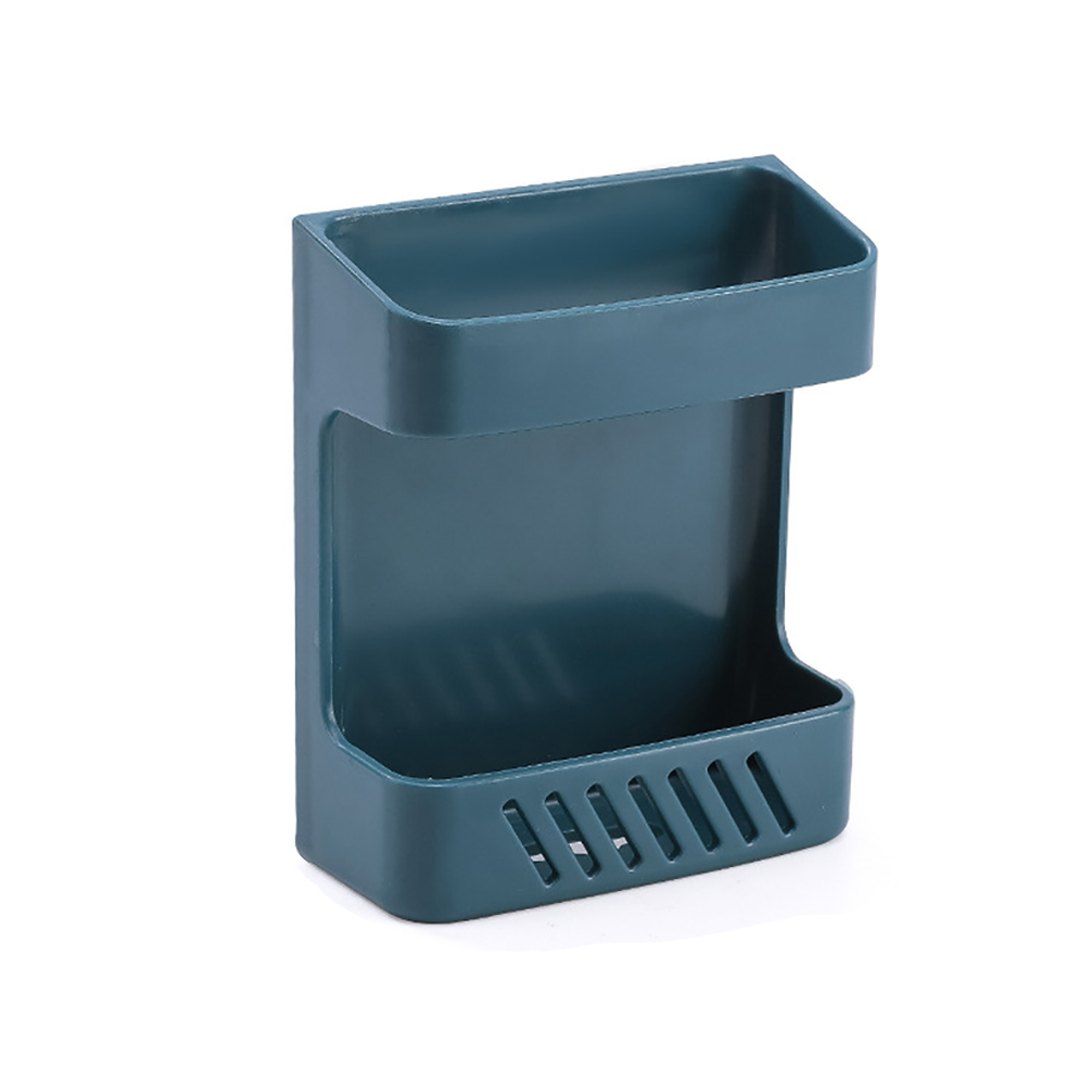 Multifunctional Wall-mounted Storage Box Punch-free Mobile Phone Remote Control Storage Rack Bathroom Wall Debris Storage Rack: S-Blue
