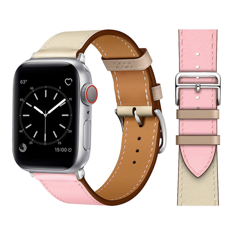 Læderrem til apple watch-rem 45mm 44mm 49mm 42mm 41mm 40mm single tour correa-armbånd iwatch-serie 9 7 8 6 5 4 se ultra: Guld / 20mm