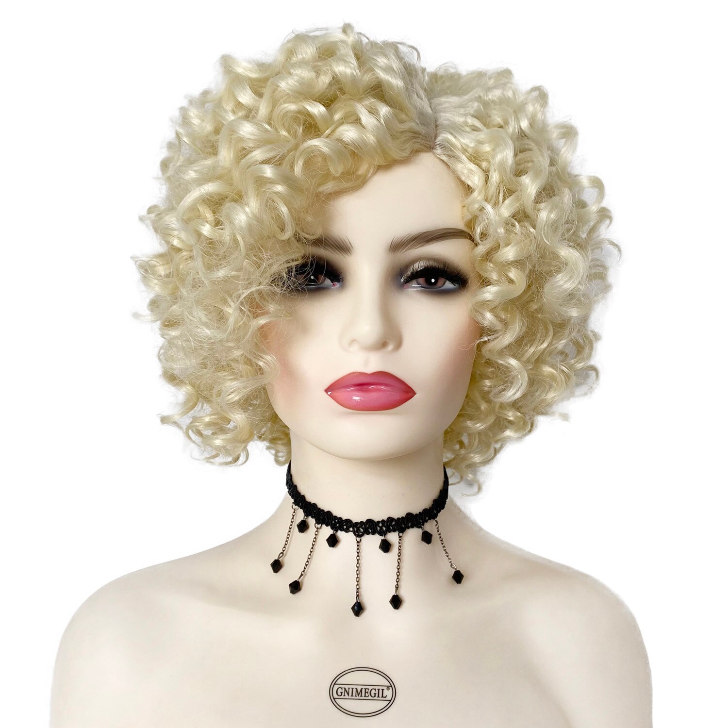 GNIMEGIL African American Wigs Female Synthetic Short Afro Kinky Curly Wigs for Black Women Natural Hair Ombre Dark Brown Roots: Blonde