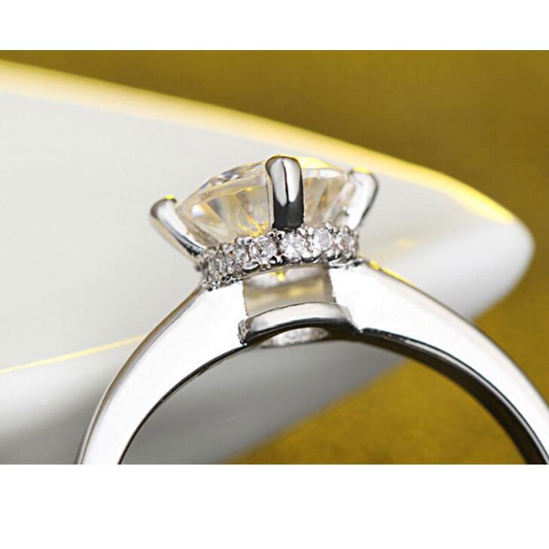 Anenjery moda quente clássico anel de casamento cor prata 6mm aaa cz zircão anéis para feminino anillos redimensionável S-R178