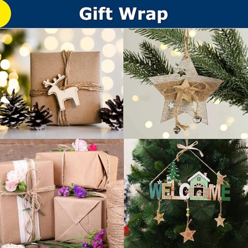 200 meter naturligt vintage juterep snöre snöre säckväv band hantverk sömnad gör-det-själv jute hampa bröllopsfest dekoration