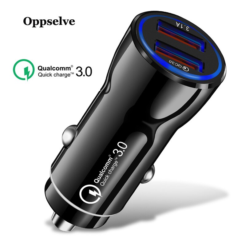 Mini Usb Car Charger Adapter Quick Charge 3.0 Auto Usb Oplader Mobiele Telefoon QC3.0 Dual Usb Auto-Oplader 2 poort Voor Iphone Samsung