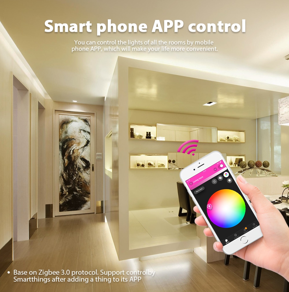 zigbee controller mini smart TV LED strip light kit 5V usb rgb+cct computer LED strip light work with zigbee hub echo