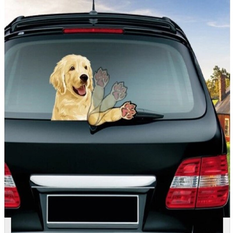 Joylive auto ruitenwisser stickers voor autoproducten auto stickers en decals labrador hond zwaaiende ruitenwisser stickers: Mooie gele hond