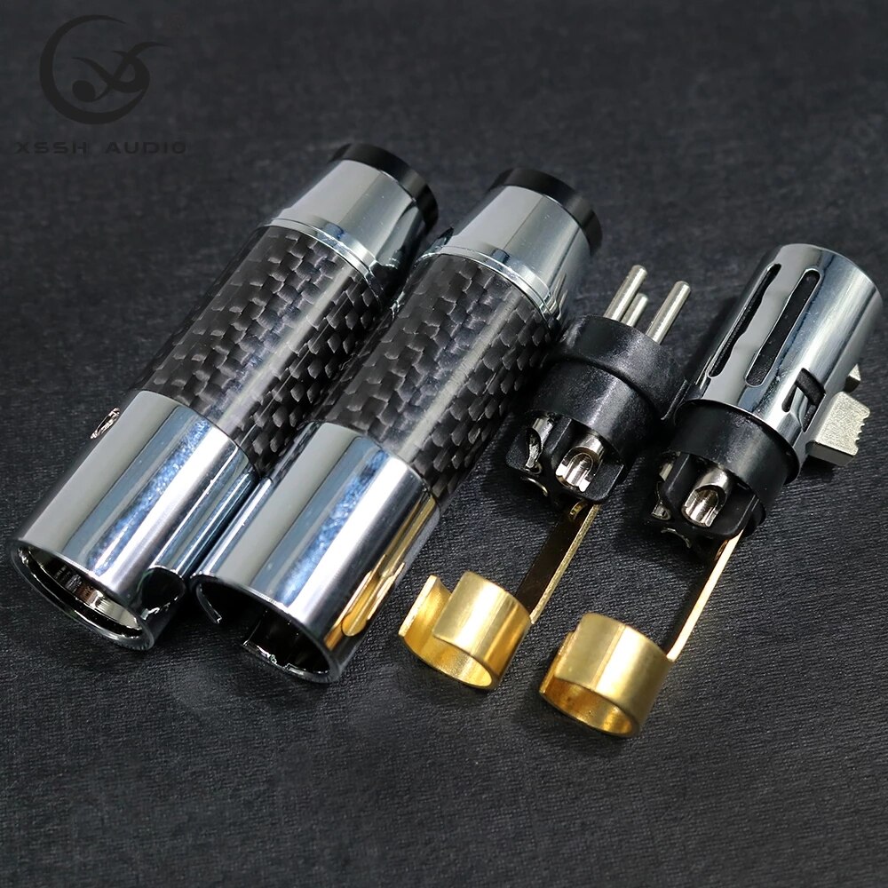 2 pairs/4pairs Female Male 3 pins Carbon Fiber Brass Plated Rhodium Gold XLR Plug Connector